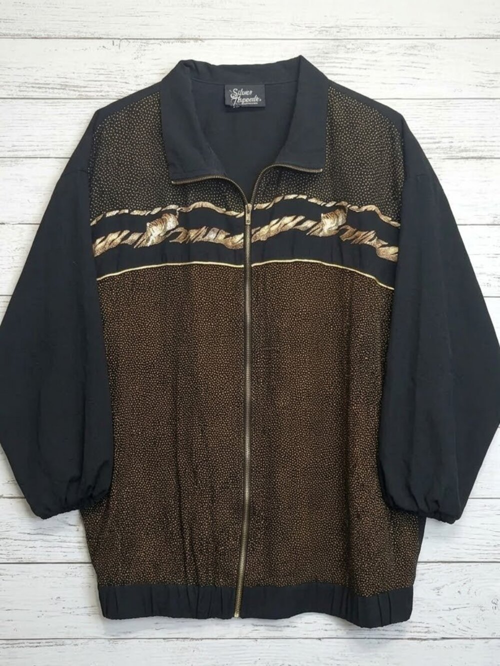 Vintage Silver Threads Zip Up Tiger Windbreaker Men's XXL
